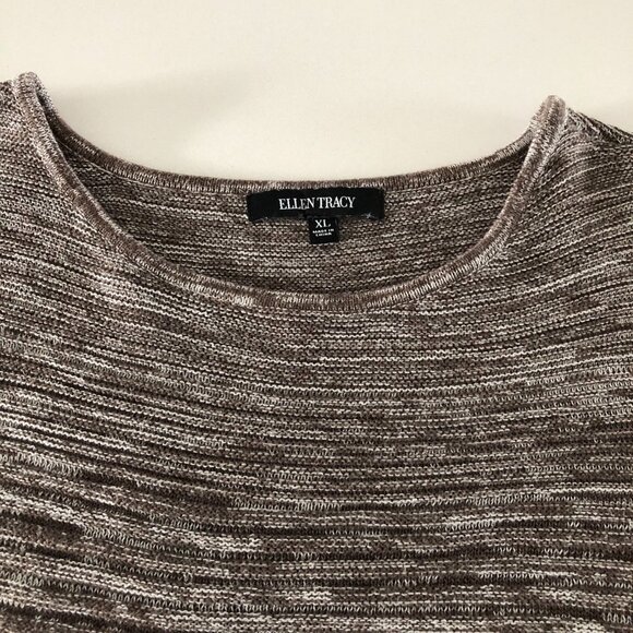 Ellen Tracy Casual Lg Slv Scoop Neck Cotton/Acrylic Sweater Cocoa + Ivory Sz XL - Picture 4 of 11